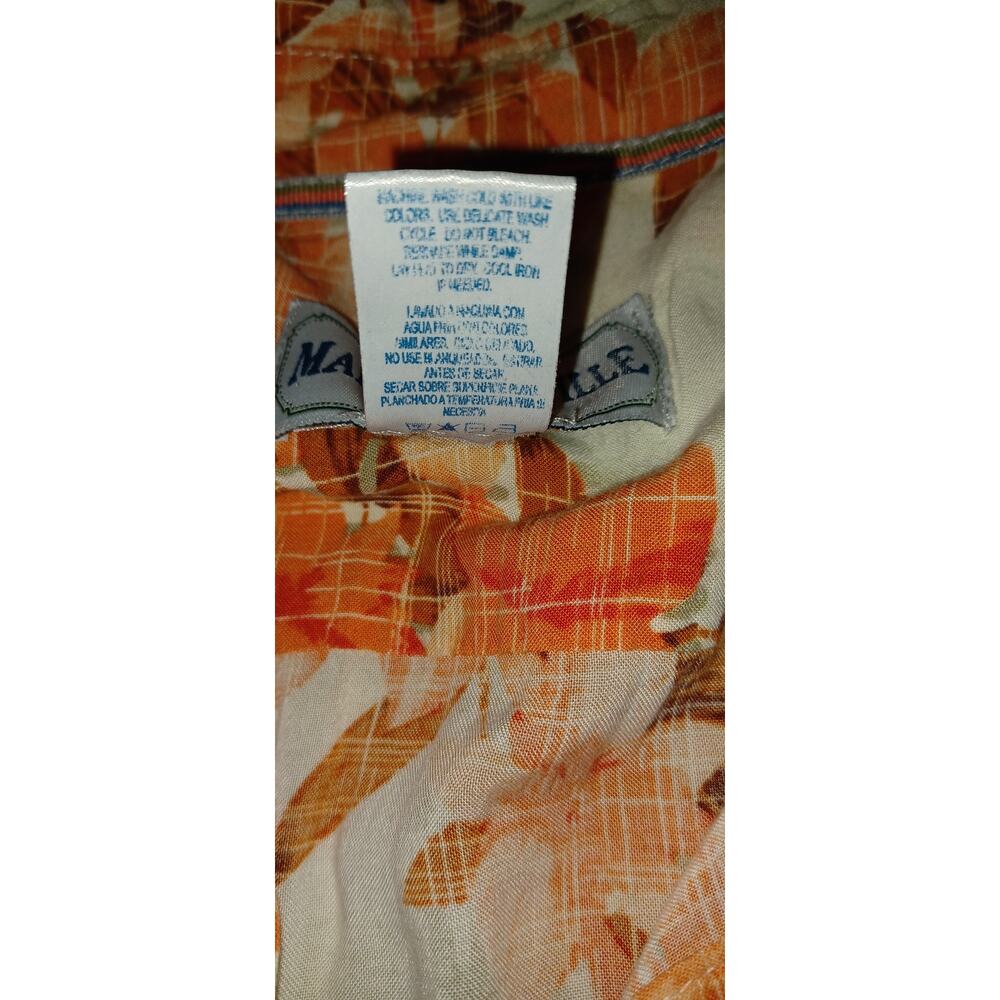 VTG Jimmy Buffet Tropical Floral Cabana Button Up Shirt Mens XL Orange and White - Picture 6 of 6